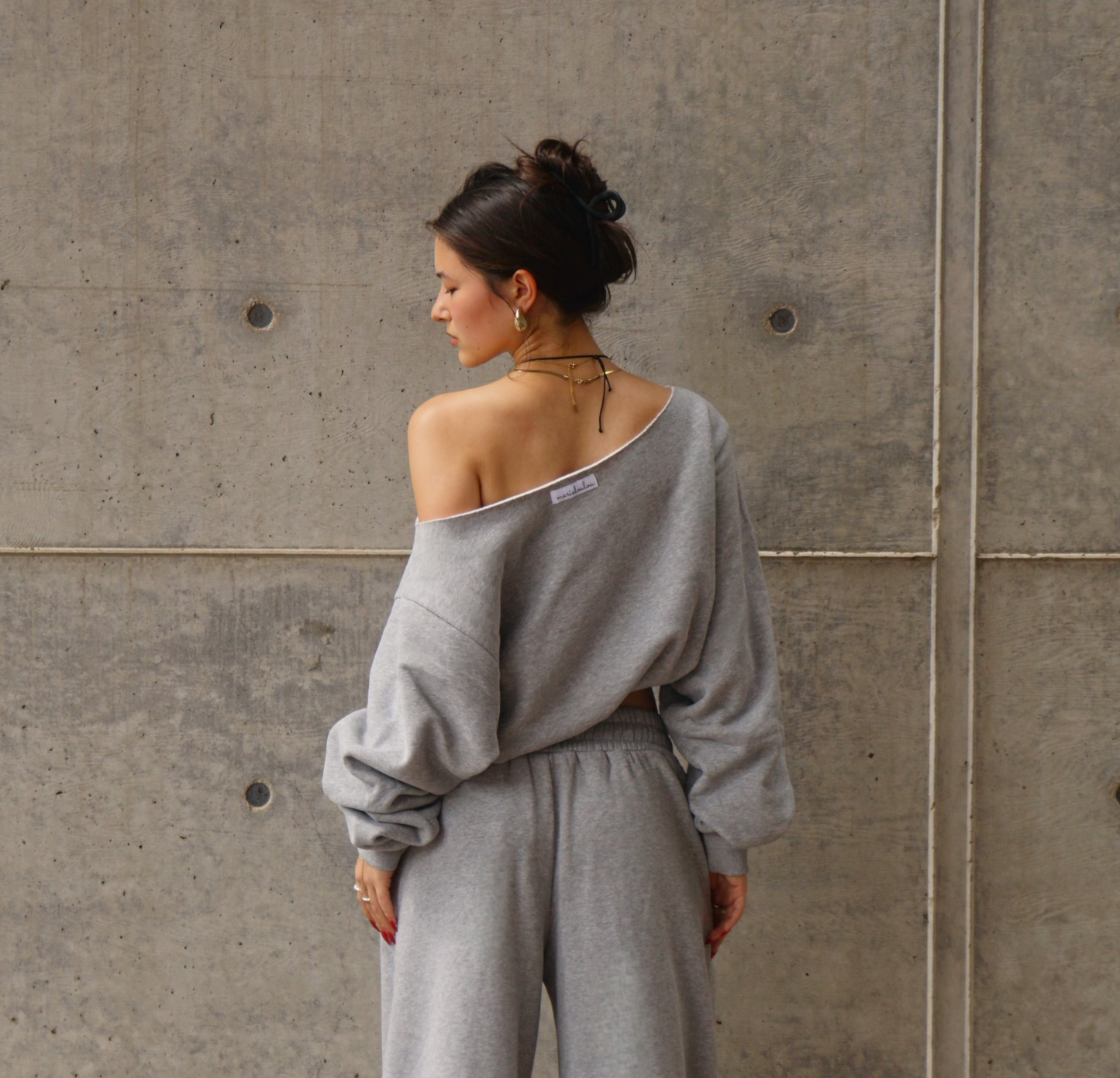 Essential Off Shoulder Crewneck Sweatshirt -  Size M