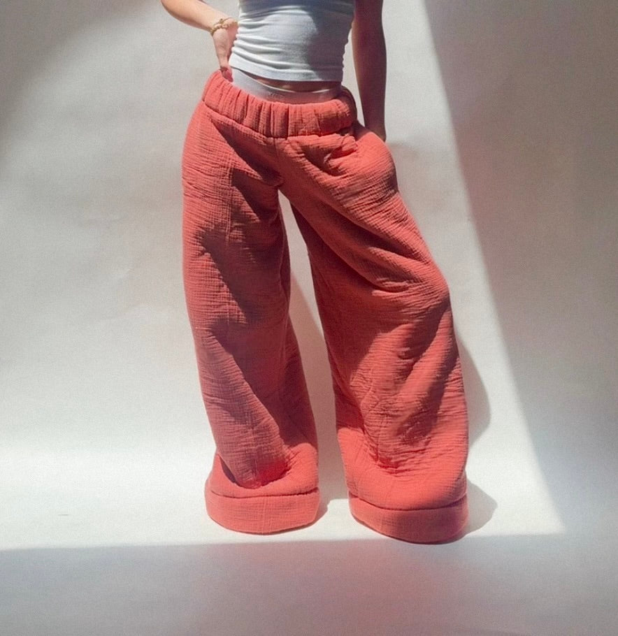 Homebody Low Rise Blanket Pants - Orange - Size M