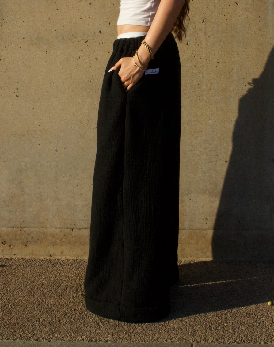 Homebody Low Rise Blanket Pants - Black - Size Small