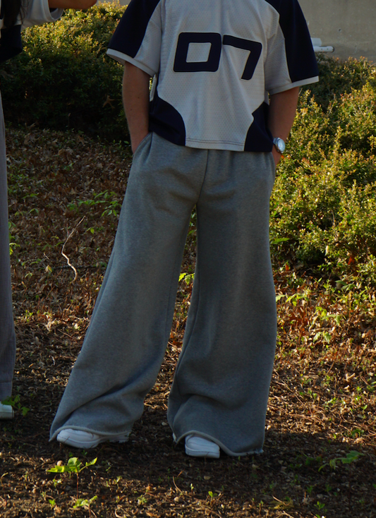 Grey Essential Unisex Wide Leg Sweatpants - SIZE M